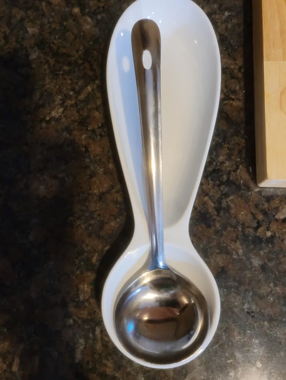 Vintage Crate & Barrel White Porcelain Double Spoon Rest / Utensil Holder